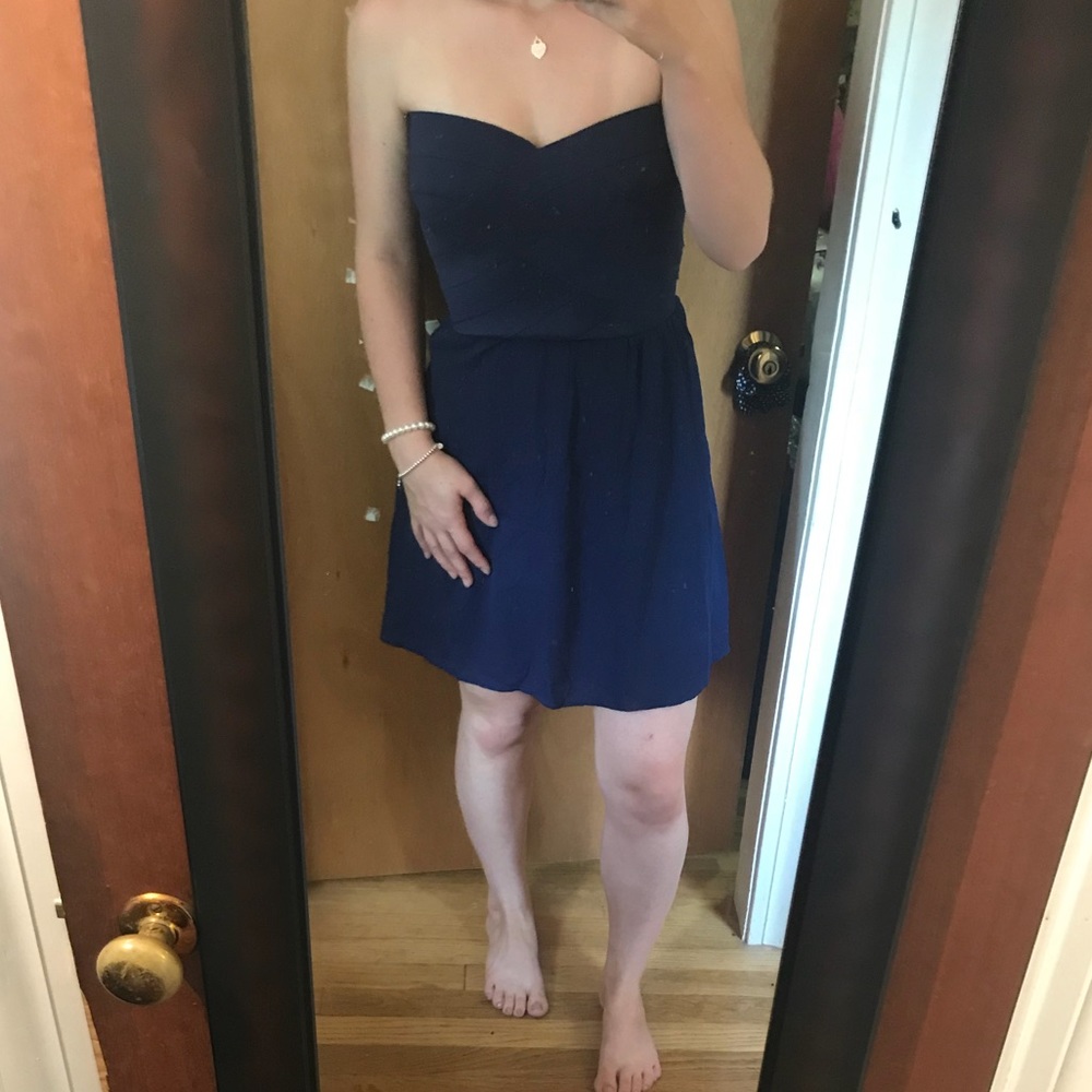 H&M navy strapless dress